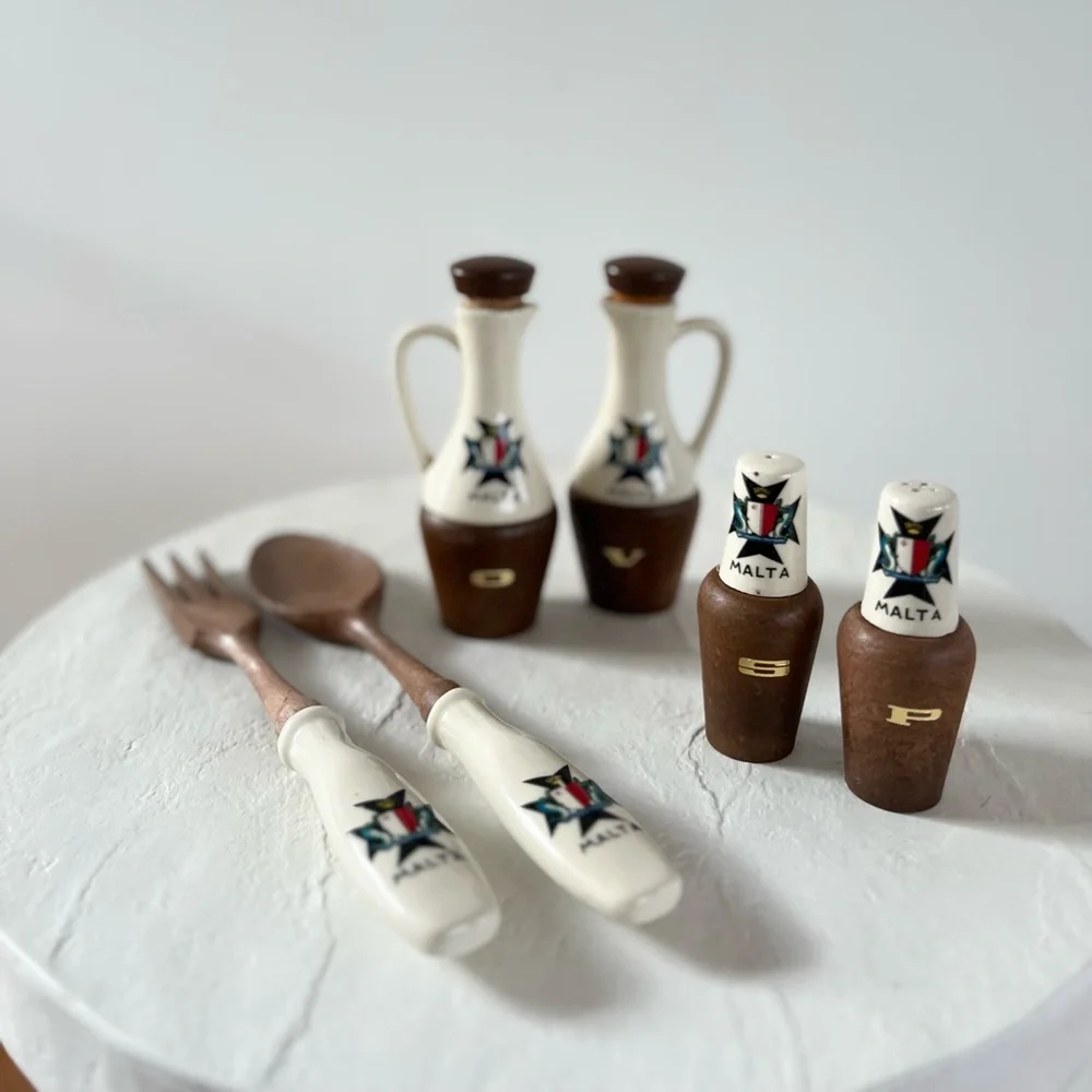 VINTAGE‎ MATERIAL 6 PIECE SALAD SERVING SET